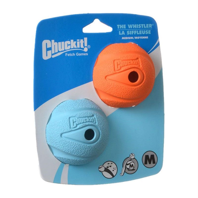 Petmate 20220 2.5" Medium Blue/Orange Chuckit!Â® Whistler Ball 2 Pack
